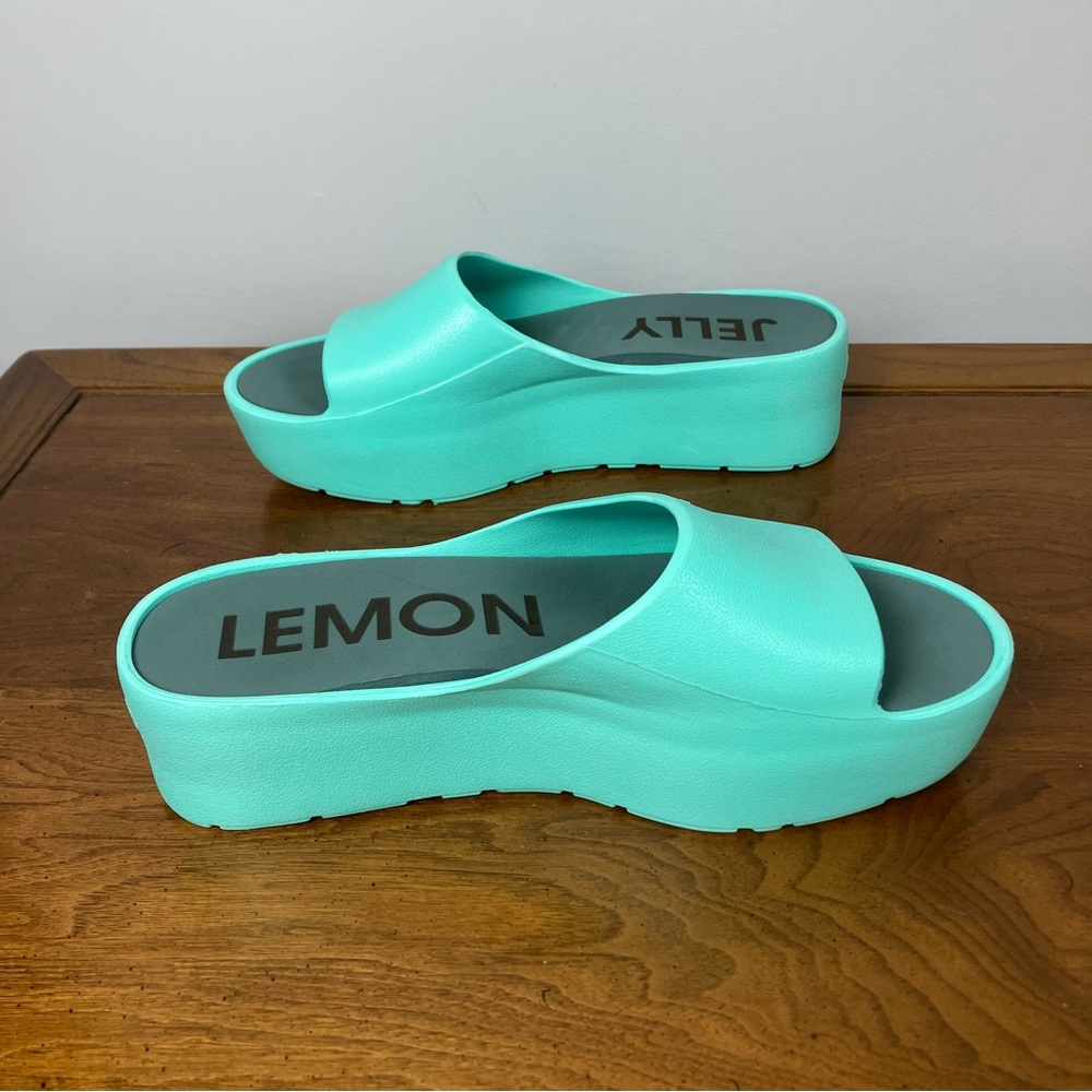 Lemon Jelly Sunny Platform Slide Sandals EU 41 Mint Aqua Waterproof Beach Pool